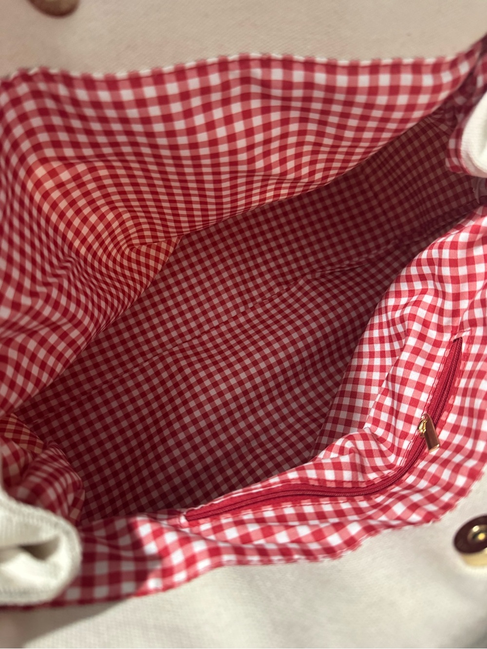 Canvas Tote Bag with Red Trim and Charms - Picture 7 of 7